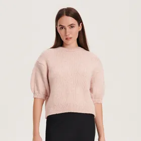 Sweter z krótkim rękawem - Różowy
