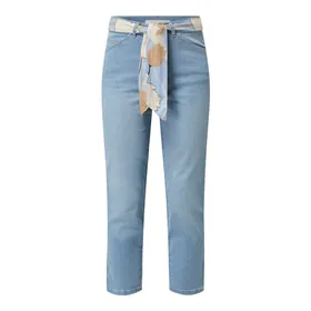 BETTY & CO WHITE Spodnie capri jeansowe z bawełny z dodatkiem streczu
