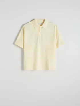 Koszulka polo o swobodnym kroju, z kolekcji PREMIUM, wykonana z bawełnianej dzianiny. - jasnożółty