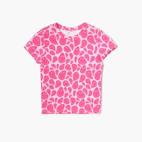 Różowy t-shirt Smiley - Różowy