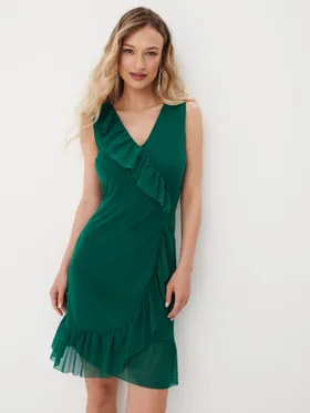 Sukienka mini z falbanami - Zielony