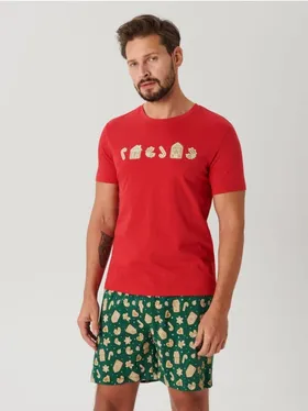 Bawełniana piżama dwuczęściowa z świątecznym wzorem. - zielony