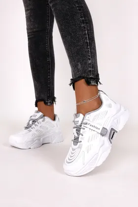 Białe sneakersy na platformie buty sportowe sznurowane Casu 21F1/WGY