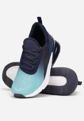 Granatowo-Niebieskie Sneakersy na Płaskiej Podeszwie z Ozdobnym Wiązaniem Ihei