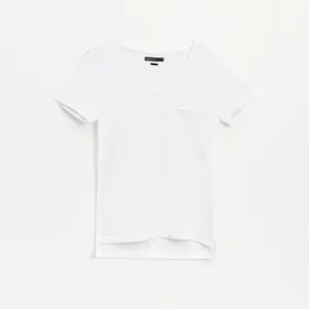 Koszulka z dekoltem w serek Basic biała - Biały