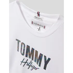 Tommy Hilfiger Teens T-shirt z bawełny ekologicznej z nadrukiem z logo