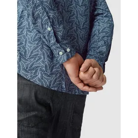 BOSS Koszula lniana o kroju slim fit ze wzorem na całej powierzchni