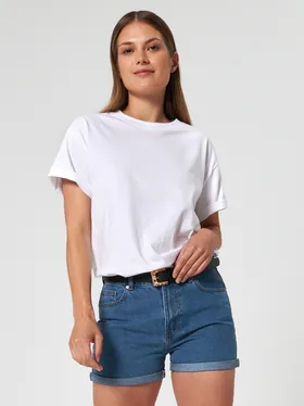 Szorty jeansowe mom high waist - Granatowy