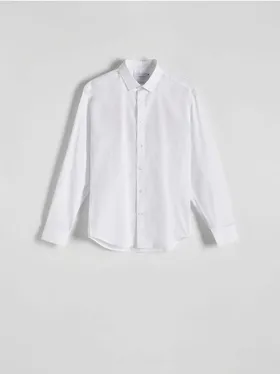 Koszula o dopasowanym kroju, wykonana z bawełnianej tkaniny. - biały