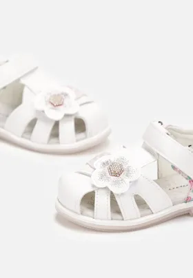 Białe Sandały na Rzep z Wkładką ze Skóry Naturalnej Sacila
