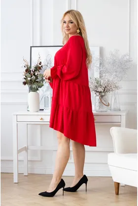 Czerwona sukienka z falbaną - Christine