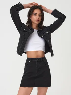 Jeansowa spódnica mini - Czarny