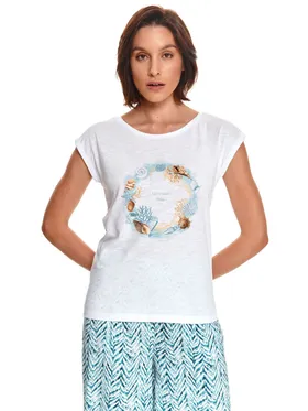 T-shirt damski z krótkim rękawem i morskim nadrukiem