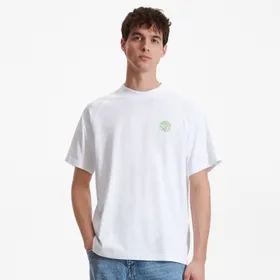 T-shirt oversize z nadrukiem - Biały