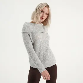 Sweter eksponujący ramiona szary - Jasny szary