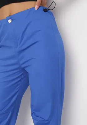 Niebieskie Szerokie Spodnie ze Stoperami Dalfo