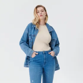 Kurtka jeansowa oversize - Niebieski