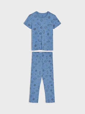 Wygodna, dwuczęściowa piżama wykonana z bawełny. - mid blue