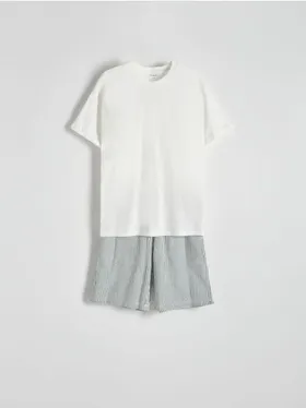 Dwuczęściowa piżama, wykonana z bawełny. - złamana biel
