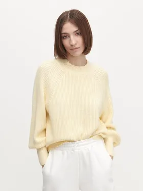 Sweter z wyraźnym splotem - Żółty