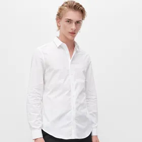 Koszula slim fit z bawełny organicznej - Biały