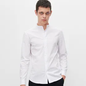 Koszula super slim fit ze stójką - Biały