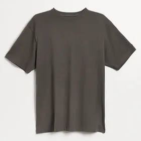 Luźna koszulka z krótkim rękawem brązowa - Szary