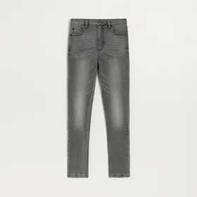 Szare jeansy skinny fit z wysokim stanem vintage - Szary