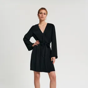 Sukienka mini z wiązaniem - Czarny