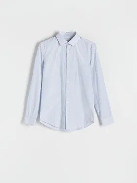Koszula o dopasowanym kroju, wykonana z bawełnianej tkaniny. - niebieski