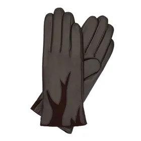 Damskie rękawiczki ze skóry z zamszową wstawką