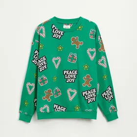 Bluza ze świątecznymi motywami zielona - Zielony