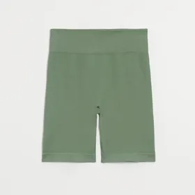 Zielone szorty kolarki z dzianiny w prążki - Zielony