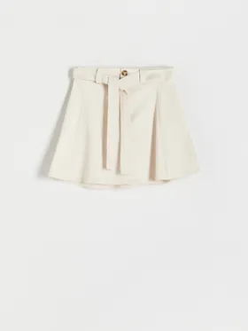 Bawełniana spódnica mini - Kremowy