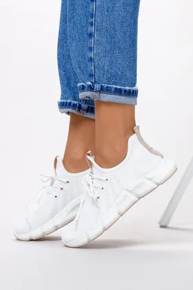 Białe sneakersy na platformie buty sportowe sznurowane casu yf608-63