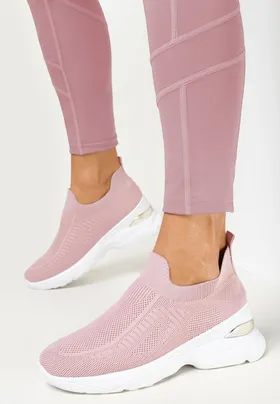 Różowe Sneakersy na Grubej Podeszwie z Elastyczną Cholewką Jordanne