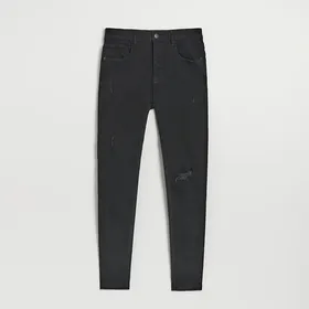 Czarne jeansy skinny fit z przetarciami - Czarny