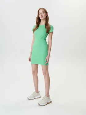 Sukienka mini prążkowana - Zielony
