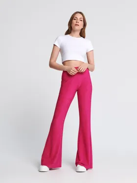 Spodnie flare - Różowy