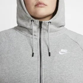 Damska bluza z kapturem i zamkiem na całej długości Nike Sportswear Essential (duże rozmiary) - Szary