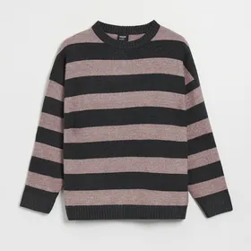Sweter w paski oversize - Szary