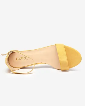 Żółte damskie sandały na słupku Nelino - Obuwie - Żółty
