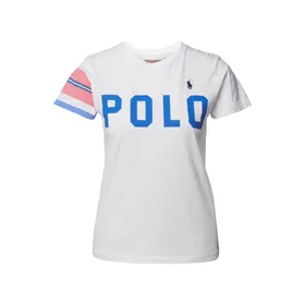 Polo Ralph Lauren T-shirt z nadrukiem z logo i paskami w kontrastowym kolorze
