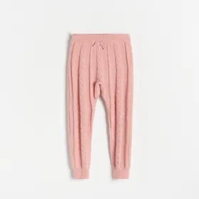 Dzianinowe spodnie z wiskozą - Różowy