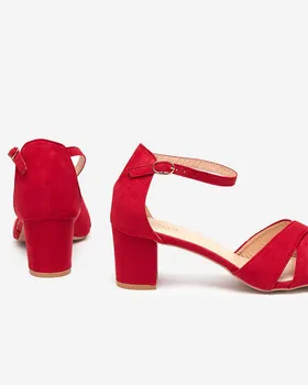 Czerwone damskie sandały na słupku Nenki- Obuwie - Czerwony