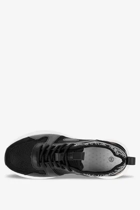 Czarne sneakersy na koturnie buty sportowe sznurowane casu sj2162-1