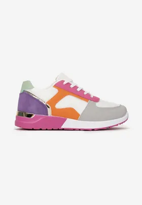 Wielokolorowe Sneakersy z Kolorowymi Naszywkami i Błyszczącymi Lamówkami Aihara