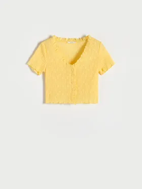Bluzka z tłoczonym wzorem - Żółty