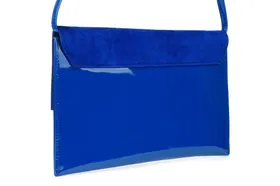 Niebieska oryginalna damska torebka kopertówka na pasku usztywniana W63 niebieski