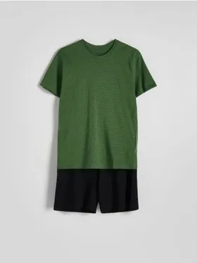 Dwuczęściowa piżama, wykonana z bawełny. - zielony